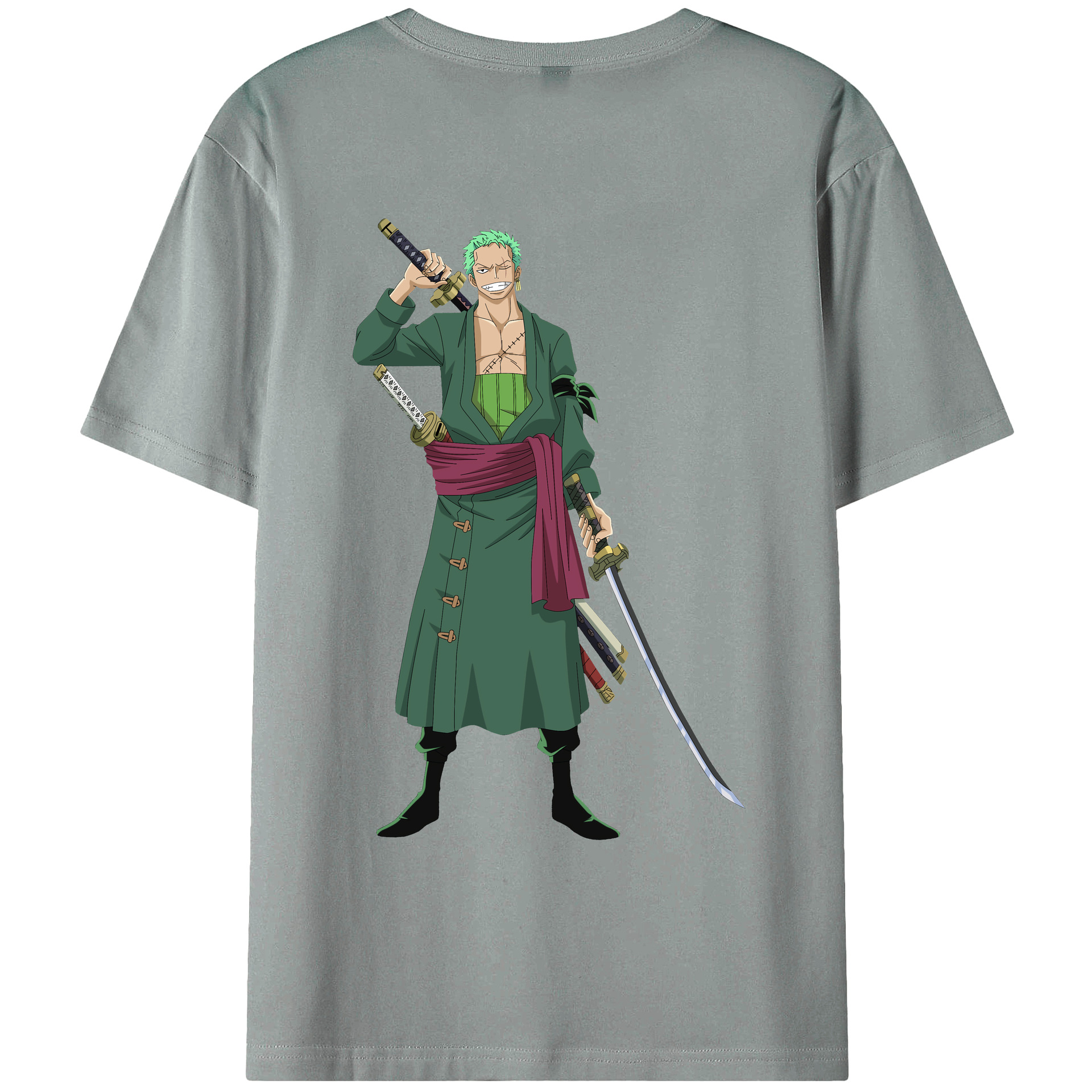 ワンピース ロロノア・ゾロ ONE PIECE Roronoa Zoro 綿100％ メンズ半袖Tシャツ（バックプリント） 通気性